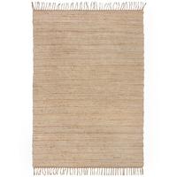 JUTETEPPICH handgewebt mit Fransen CONWY, einfarbig, Beige, 200 x 290 cm - Beige, Textil (200/290cm) - KADIMA DESIGN