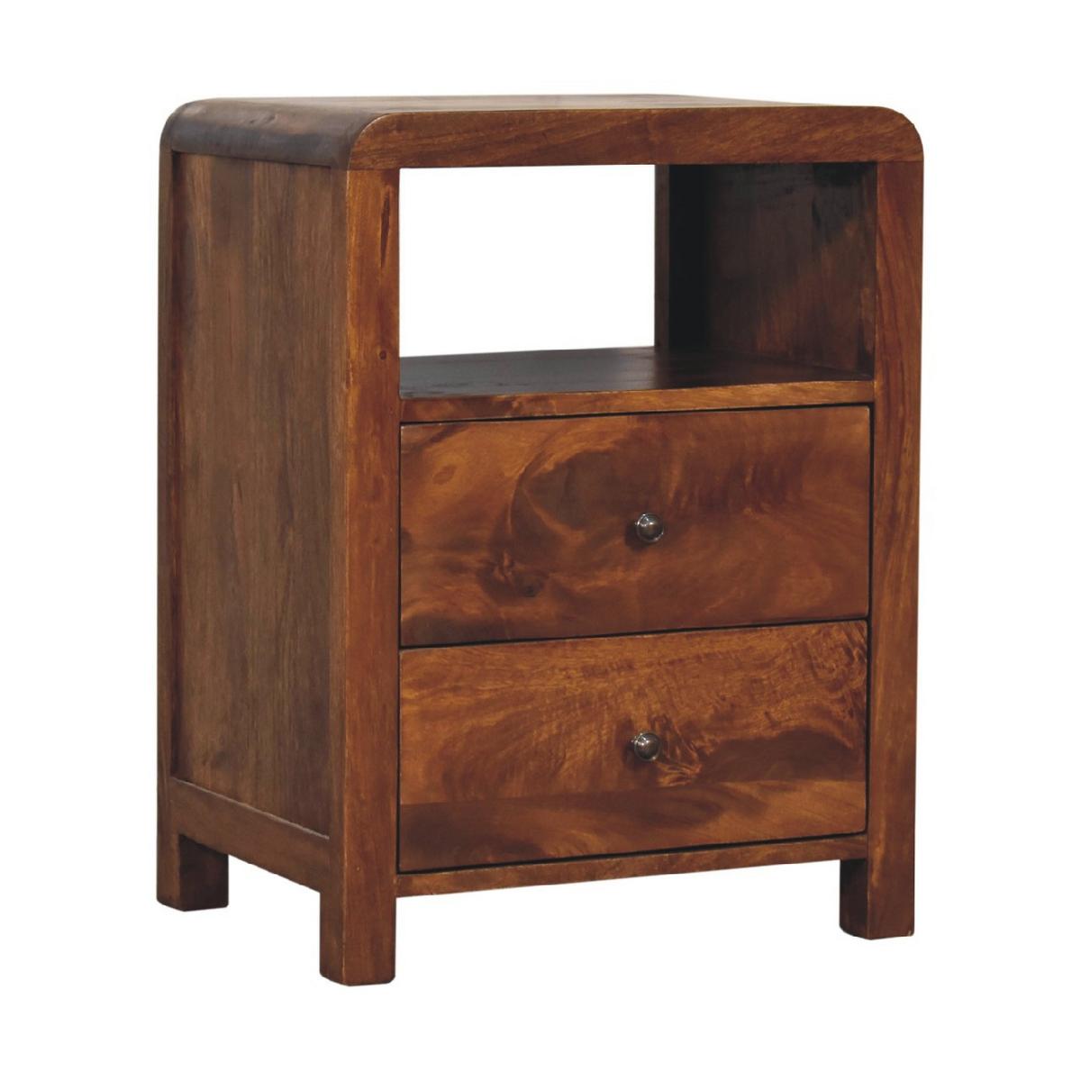 NACHTTISCH Aspen mit 2 Schubladen, 1 Offenes Regal, Braun - Messingfarben/Braun, Mangoholz/Holz (45/60/35cm) - Artisan Furniture