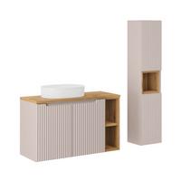 BADMÖBEL 100.4cm Riva 2er-Set Kaschmir und Holz - Beige, Holzwerkstoff (100.4/59.5/40cm) - Petits-meubles