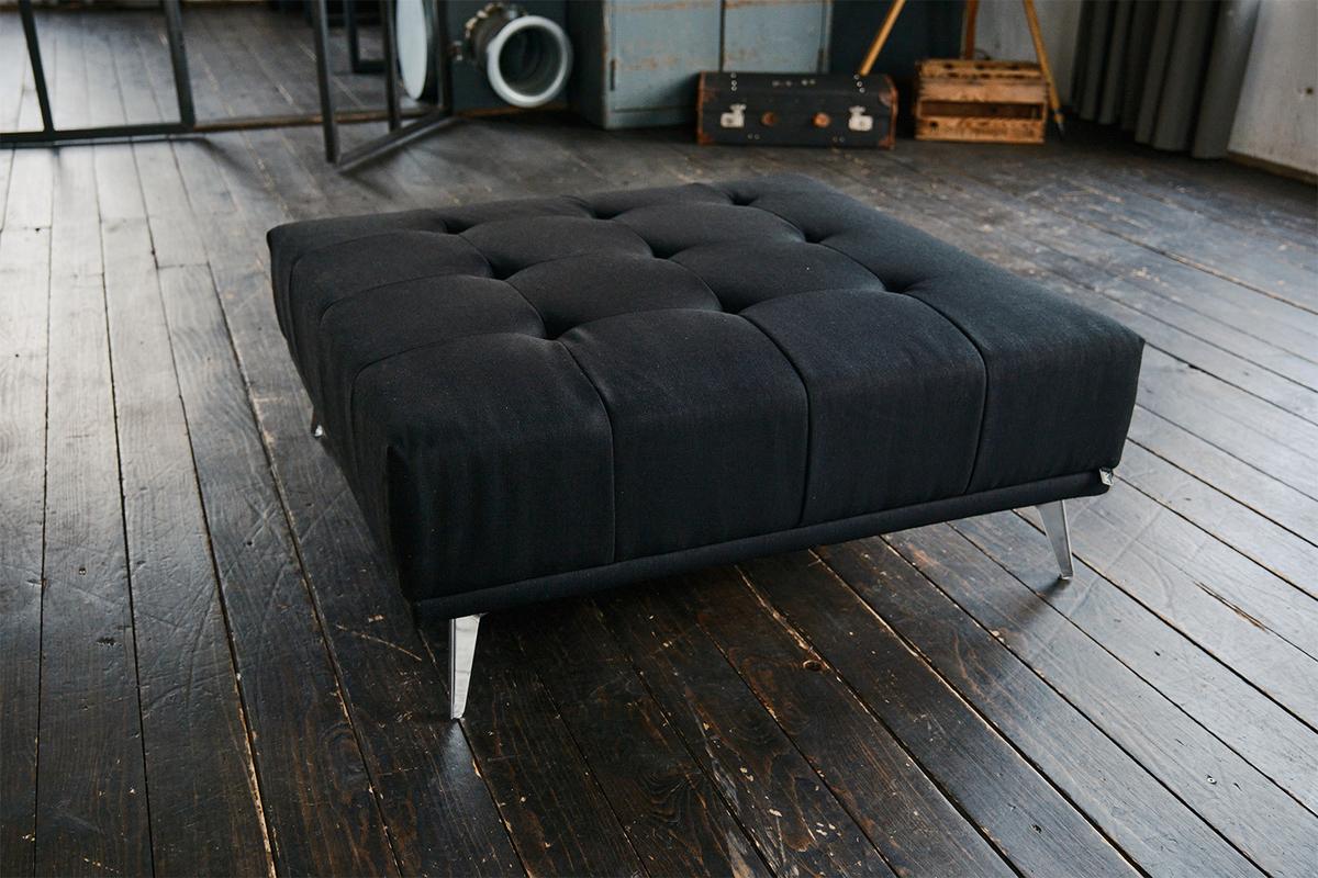 HOCKER WIOLO Schwarz Webstoff - Silberfarben/Schwarz, Textil (110/42/110cm) - KAWOLA