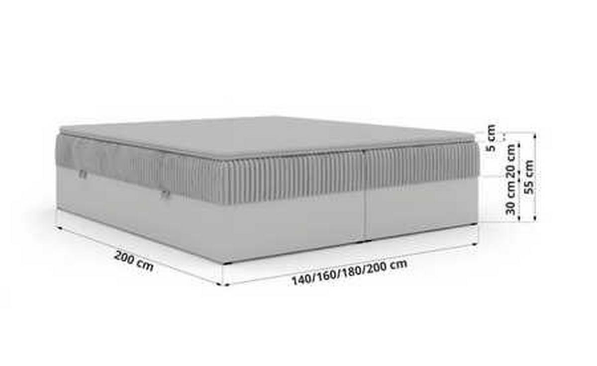 BOXBETT TRAVIT ZERO 200/200 - Hellbraun Cord - Topper Visco - H3 - Hellbraun/Schwarz, Kunststoff/Textil (200/200cm) - MKS