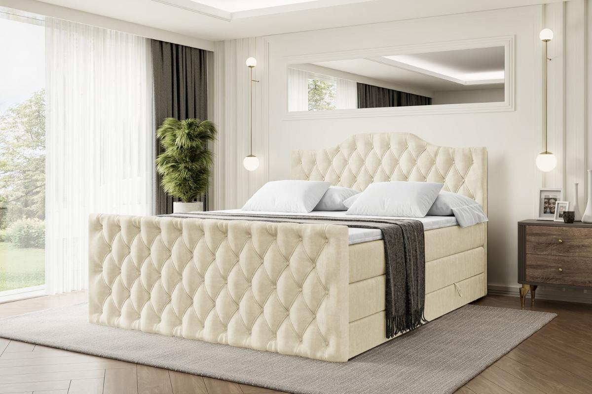 BOXSPRINGBETT VILA-1-Z KING - 120x200 - H3/H4 - Beige - Beige, Holzwerkstoff (120/200cm) - ALTDECOR