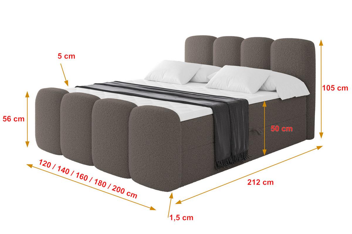 BOXBETT mit Matratze H3 - NINA-Z - 160x200 cm Braun - Braun, Holzwerkstoff (160/200cm) - ALTDECOR