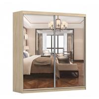 SCHWEBETÜRENSCHRANK Multi 20 Sonoma/Weiß Spiegel mit LED-Beleuchtung 200cm - Alufarben/Weiß, Glas/Holz (203/218/61cm) - imoebel24