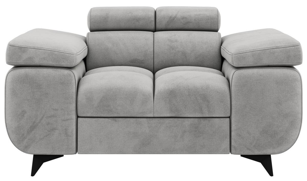 SESSEL NIDELLO - Hellgrau Velvet - Hellgrau/Schwarz, Textil/Metall (130/70/97cm) - MKS