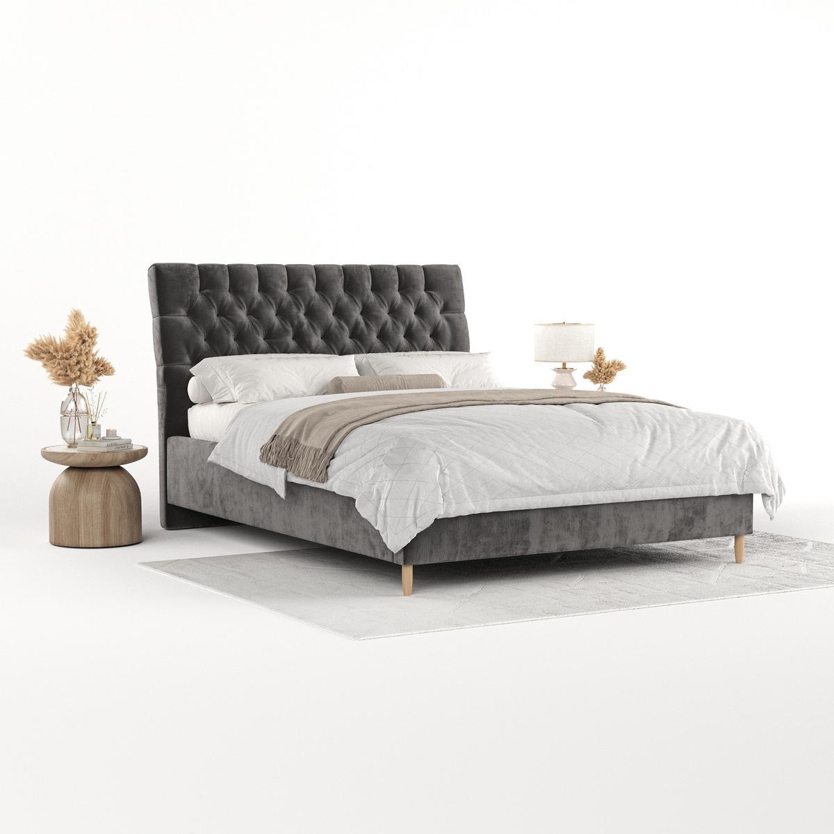 POLSTERBETT Lira 120/200 cm Anthrazit im Lotta Stoff - Anthrazit/Naturfarben, Holz/Holzwerkstoff (120/200cm) - AltaBeds