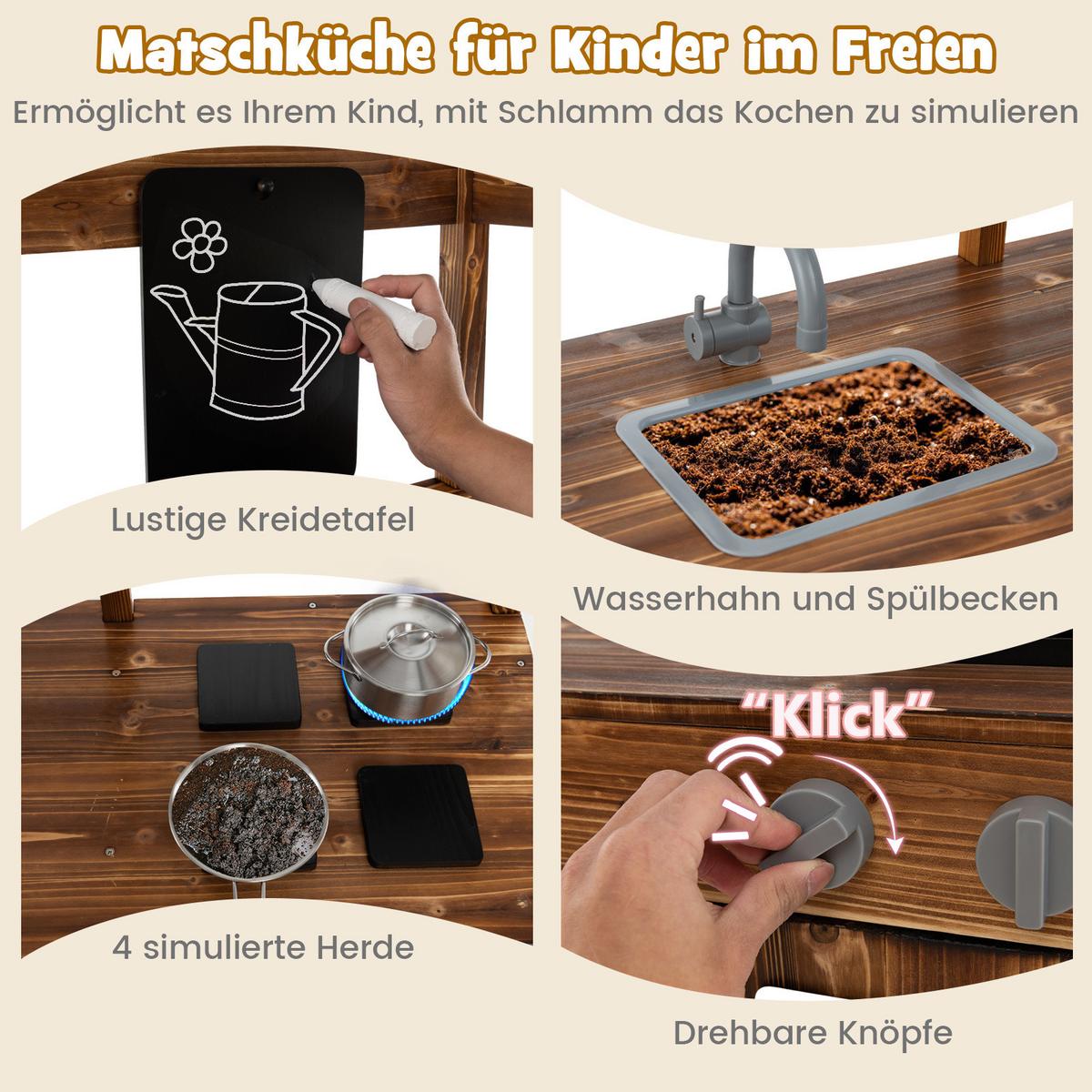 KINDERKÜCHE Outdoor Natur - Naturfarben, Holz (42/100/126cm) - COSTWAY