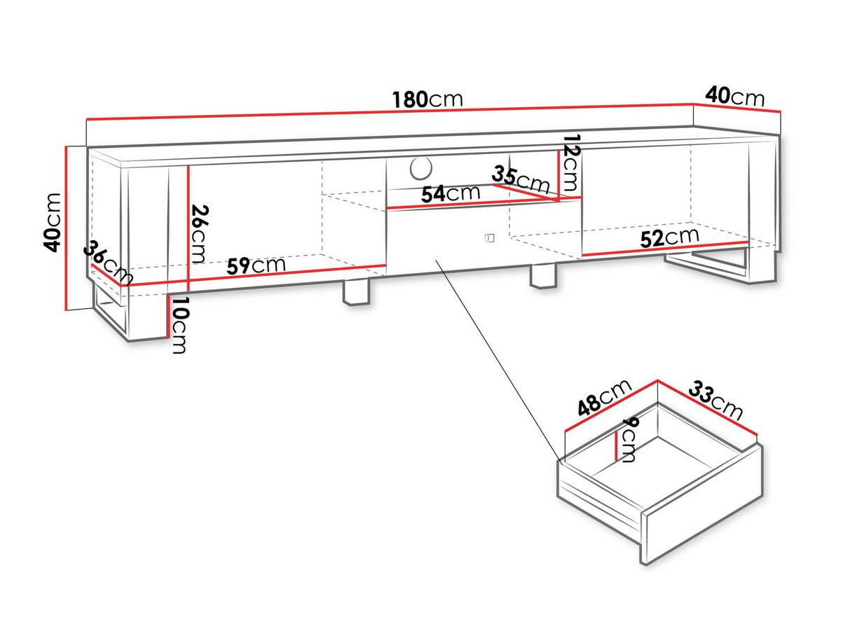 TV-LOWBOARD Loutio 2K1SZ - Goldfarben/Weiß, Holzwerkstoff/Kunststoff (180/40/40cm) - MIRJAN24