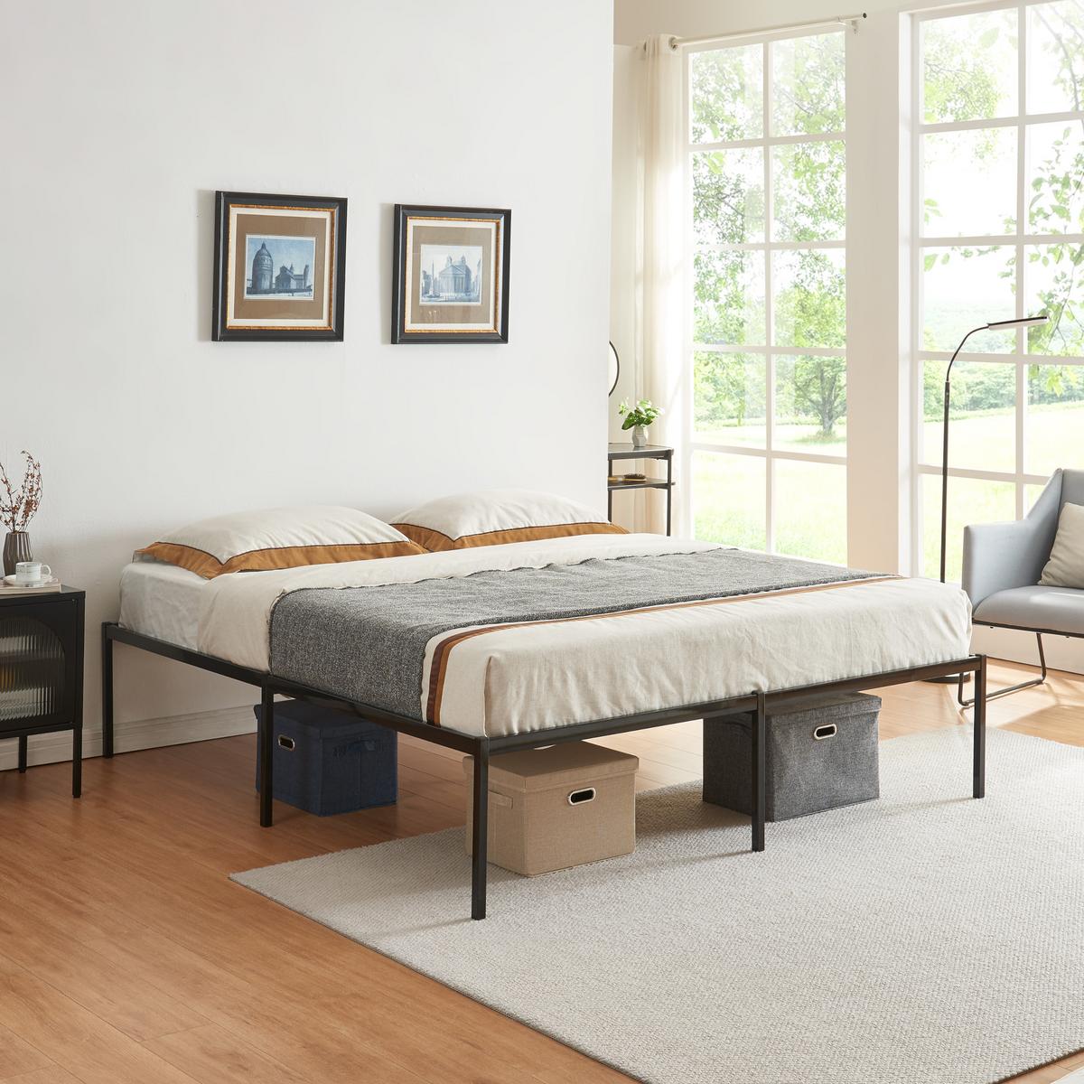 METALLBETT Vårdö - Schwarz, Metall (160/200cm) - [en.casa]