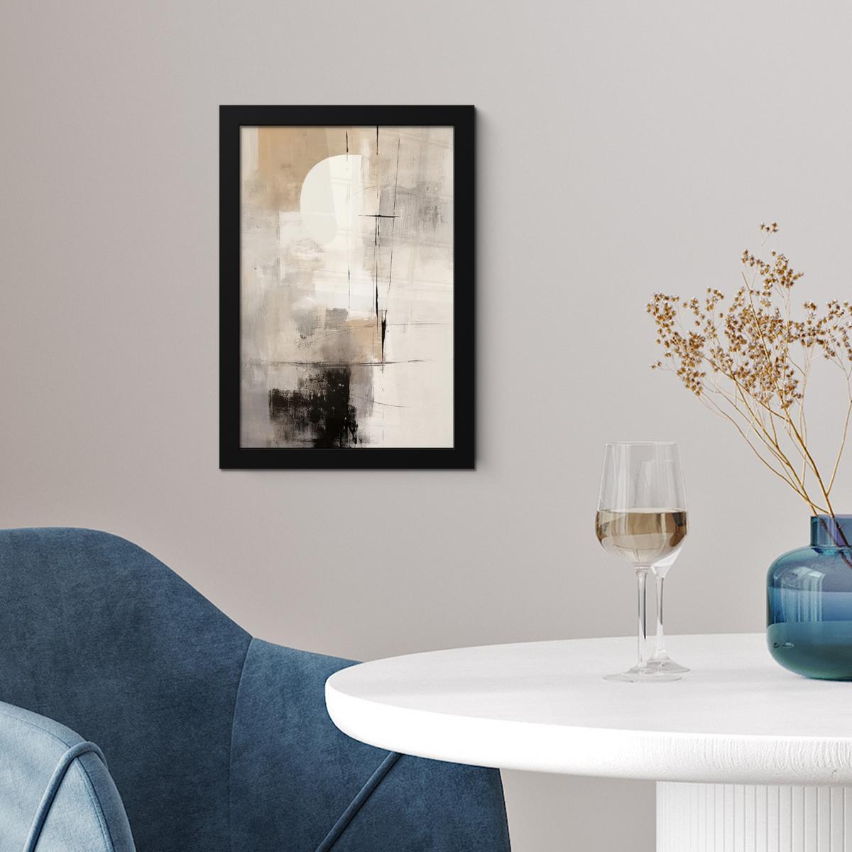 POSTER MIT RAHMEN Abstrakt - Kunst - Grau Poster 20x30 cm - Hellgrau, Papier (20/30cm) - MuchoWow