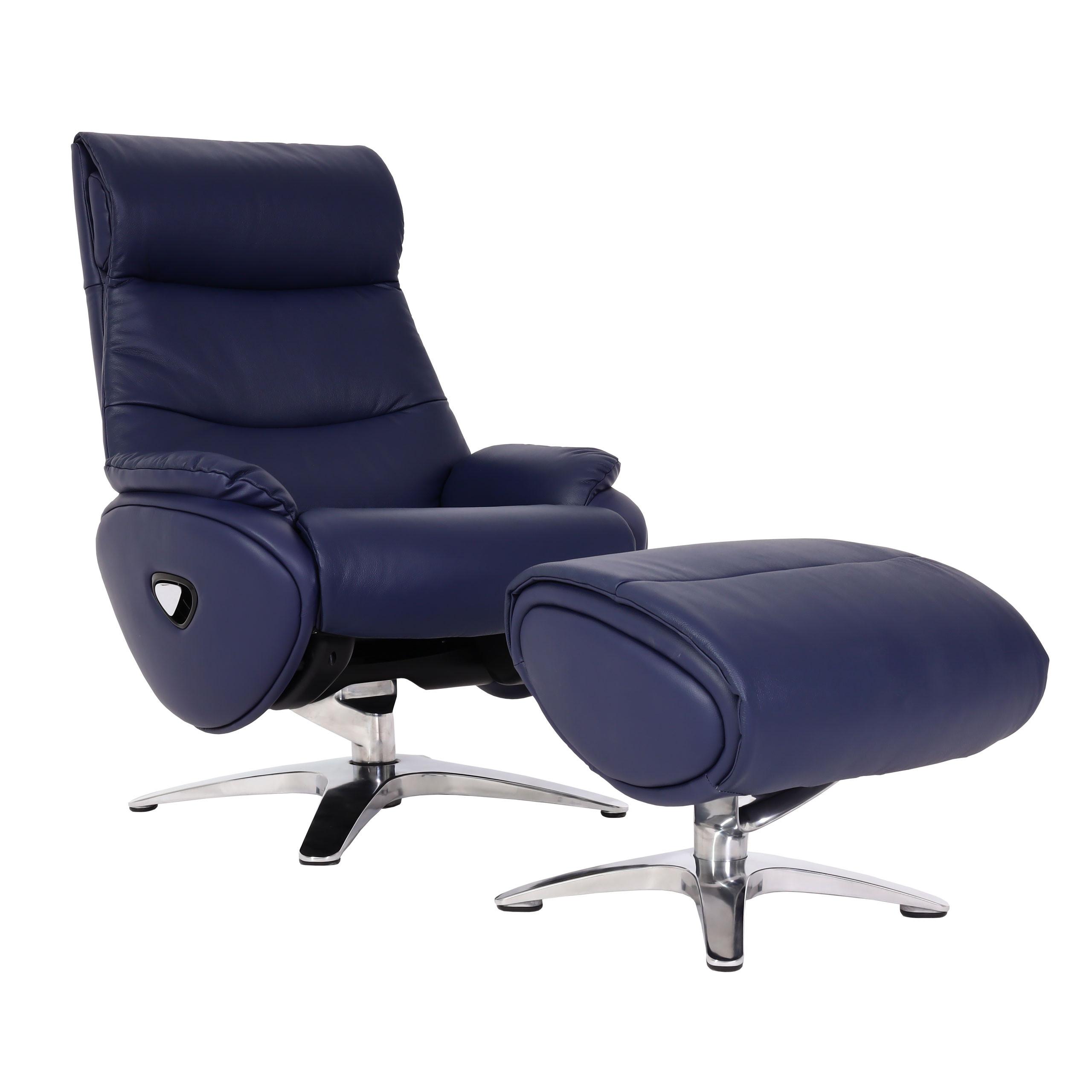 RELAXSESSEL MIT HOCKER Blau - Blau, Textil (117/110/77cm) - MCW