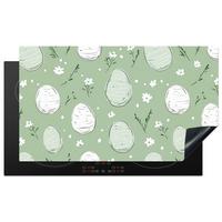HERDABDECKPLATTE Grün - Eier - Muster Induktionsschutz 91.2x52 cm - Waldgrün, Kunststoff (91.2/52/0.2cm) - MuchoWow