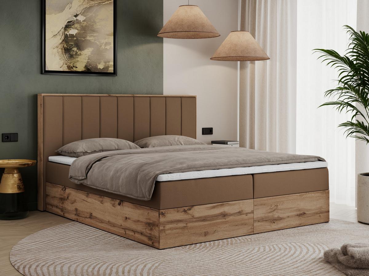 BOXBETT BELLISSIMO 180/200 Braun Kunstleder - H3 - Braun, Holz/Textil (180/200cm) - MKS