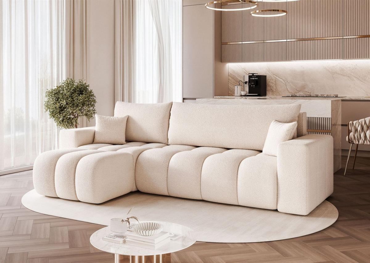 ECKSOFA Anabel Mit Schlaffunktion - Weiß, Holzwerkstoff/Textil (248/145cm) - Fun Möbel