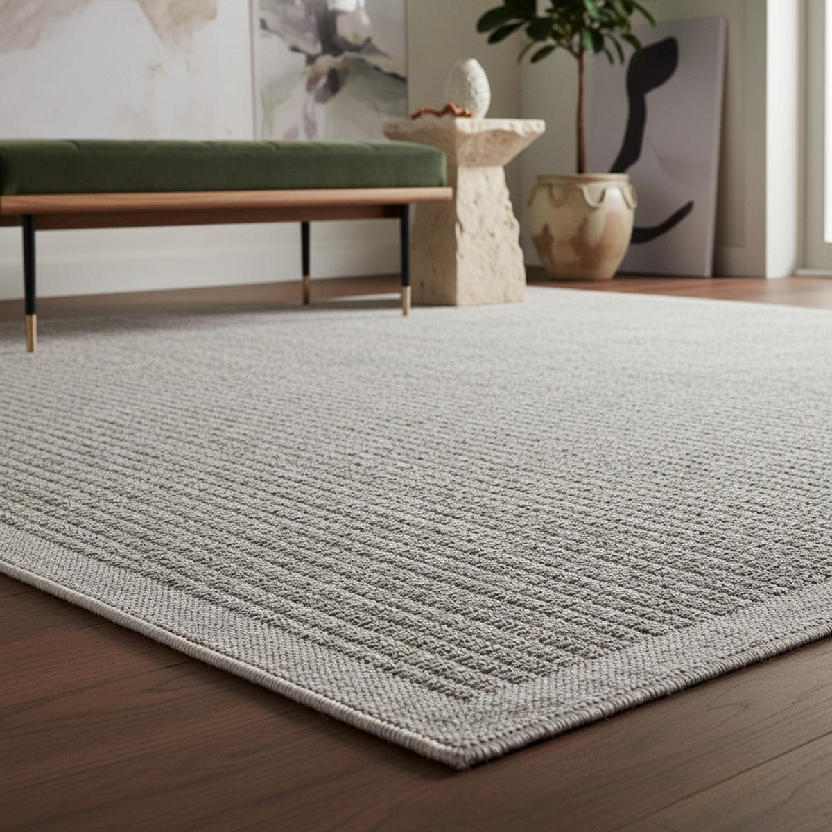 TEPPICH Outdoor DAFNE in Grau, einfarbig, 60 x 100 cm - Grau, Textil (100/60cm) - KADIMA DESIGN