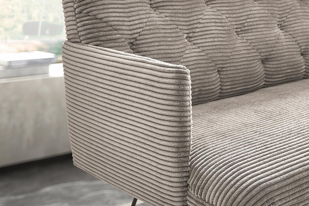 ESSZIMMERBANK CHARME Steingrau Cord - Greige/Grau, Textil (166/85/69cm) - KAWOLA