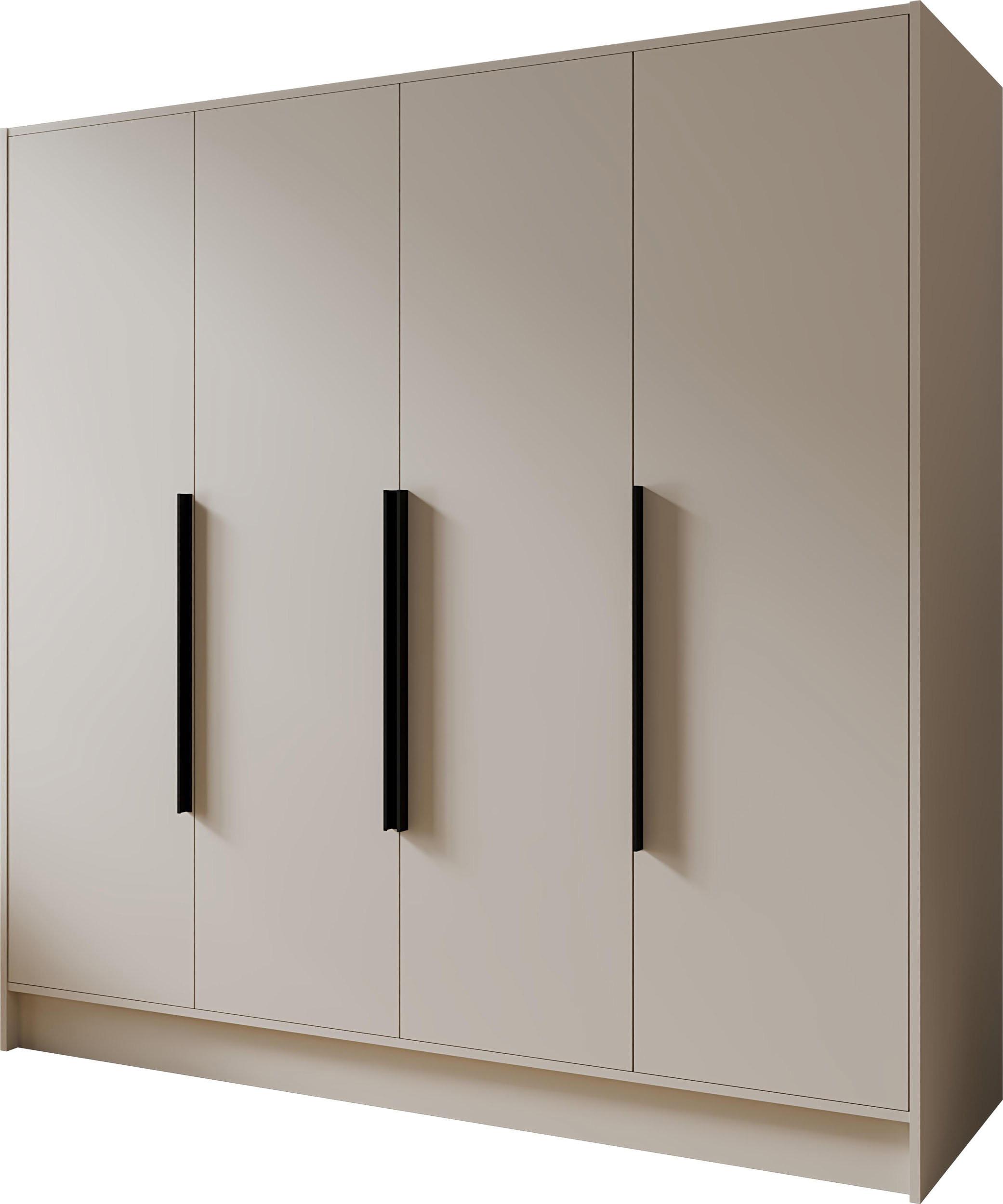 KLEIDERSCHRANK Mono Bis im Skandi-Stil, Drehtüren mit Schwarze Metallgriffe, Kaschmir 200/200/51 cm - Kaschmir/Beige, Holzwerkstoff (200/200/51cm) - WFL GROUP