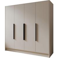 KLEIDERSCHRANK Mono Bis im Skandi-Stil, Drehtüren mit Schwarze Metallgriffe, Kaschmir 200/200/51 cm - Kaschmir/Beige, Holzwerkstoff (200/200/51cm) - WFL GROUP
