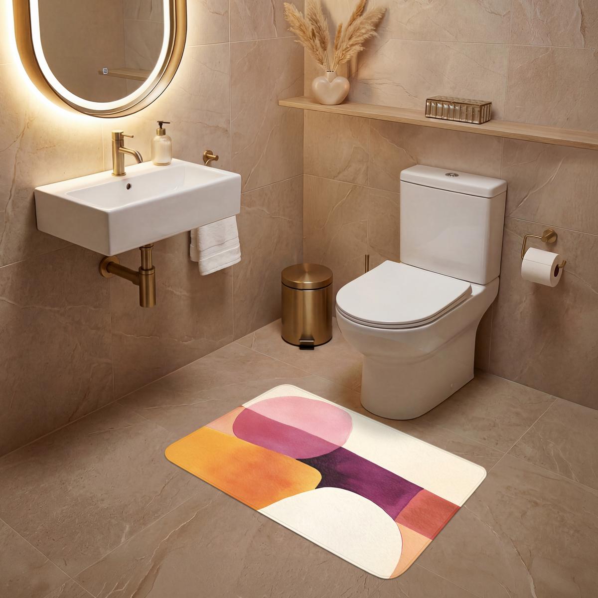 WC-VORLEGER Formen - Abstrakt - Farbenfroh Toilettenteppich 80x50 cm - Terracotta, Textil (80/1cm) - OnlyWow