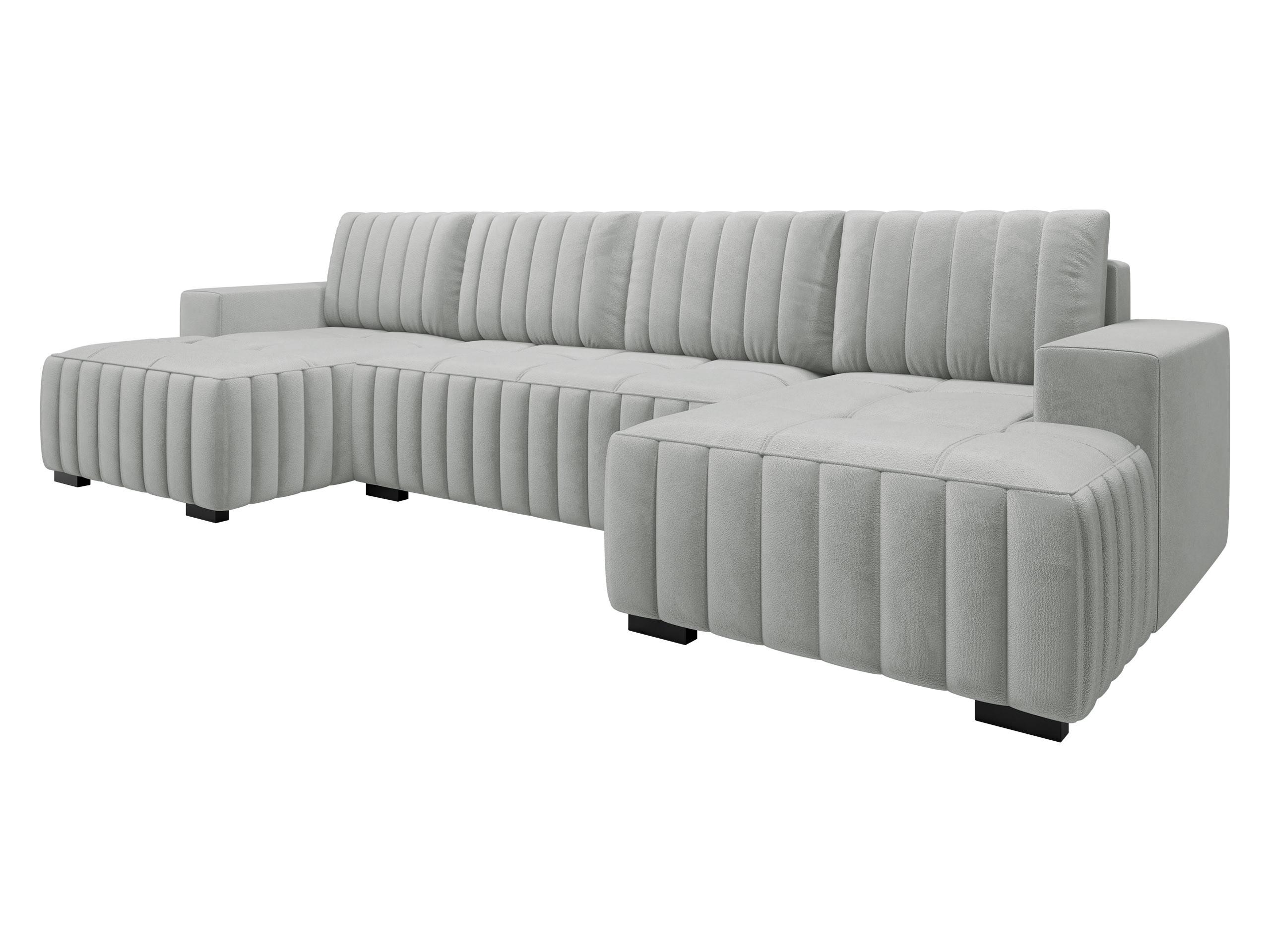 WOHNLANDSCHAFT Hugo U - Hellgrau/Braun, Holz/Textil (310/85/140cm) - MIRJAN24