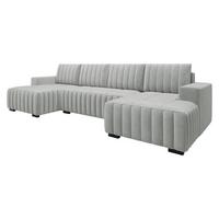 WOHNLANDSCHAFT Hugo U - Hellgrau/Braun, Holz/Textil (310/85/140cm) - MIRJAN24