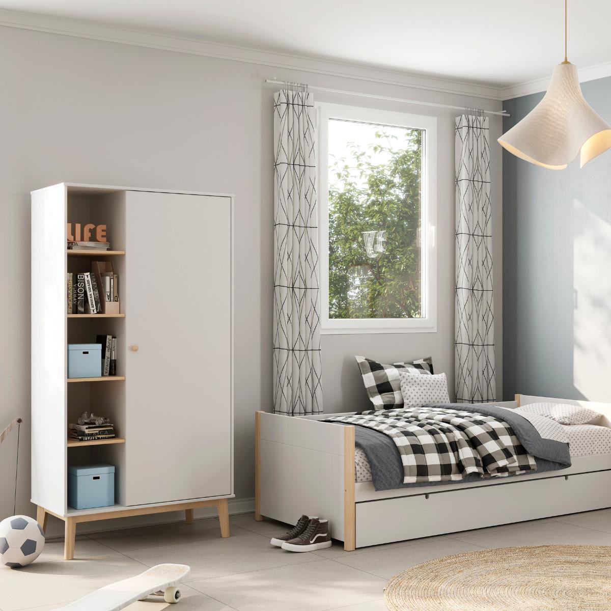 SCHRANK Esteban Weiß 90/52/181 cm - Weiß, Holz (52/181/90cm) - Calicosy