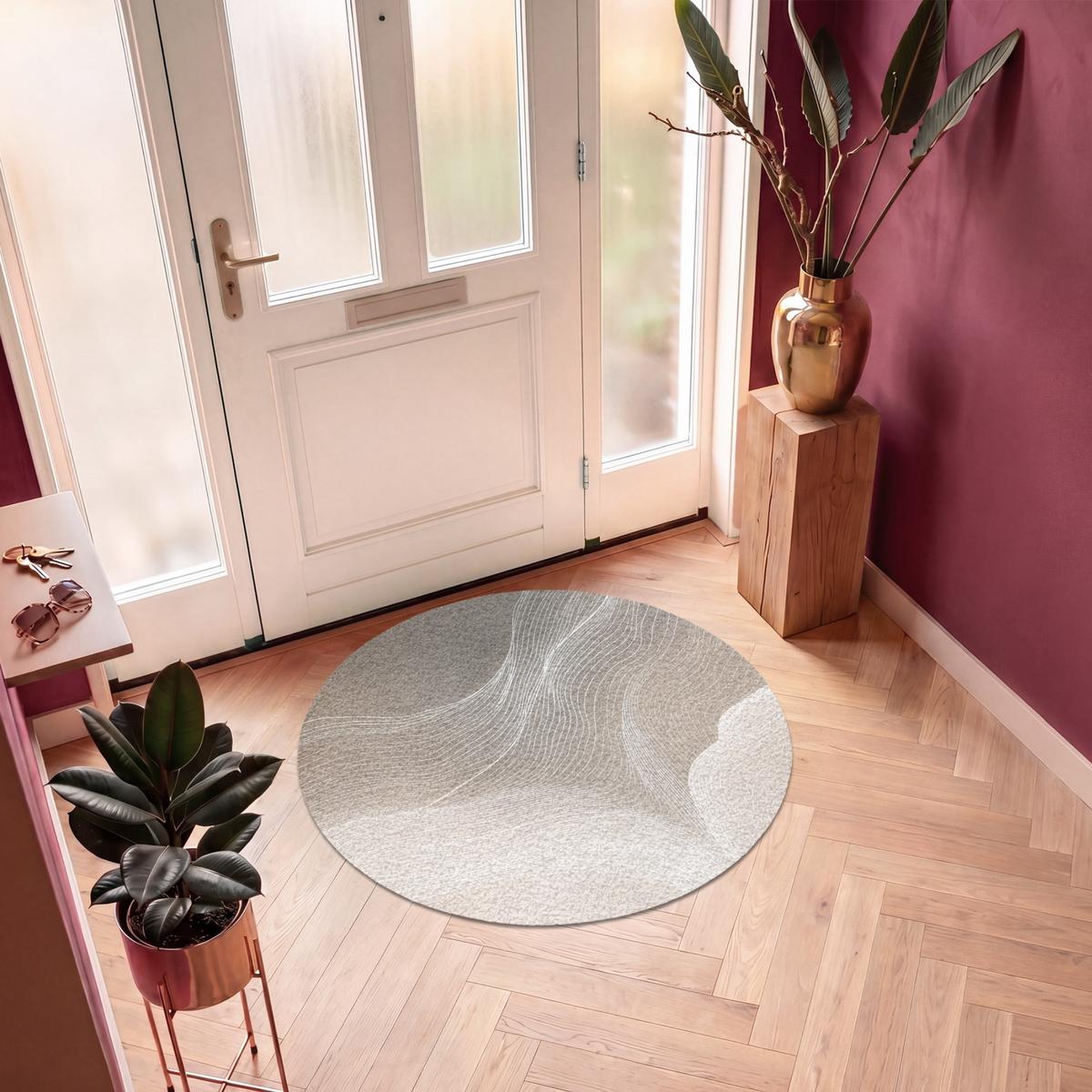 FUSSMATTE Wellenlinien - Luftströme - Harmonisch Schmutzfänger 120x120 cm - Beige, Kunststoff (120/0.4cm) - MuchoWow