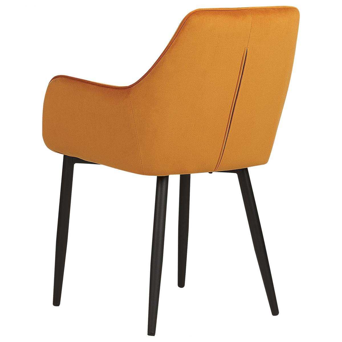 ESSZIMMERSTUHL 2er-Set Samtstoff orange Wellston - Schwarz/Orange, Textil (60/84/61cm) - Beliani