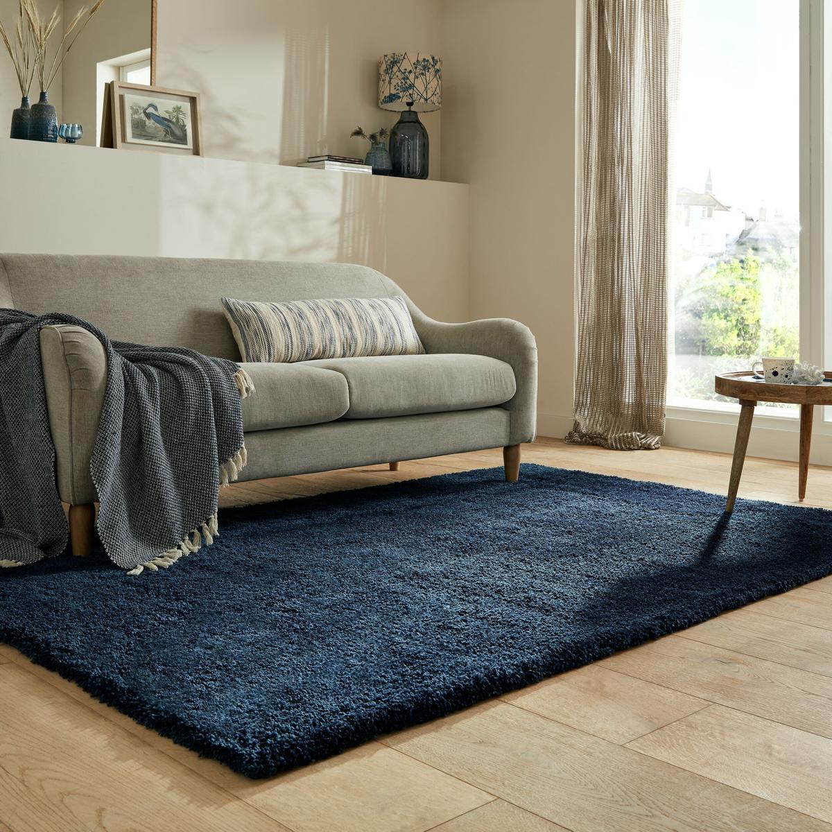 TEPPICH LYNE, einfarbig, Blau, 120 x 170 cm - Blau, Textil (120/170cm) - KADIMA DESIGN