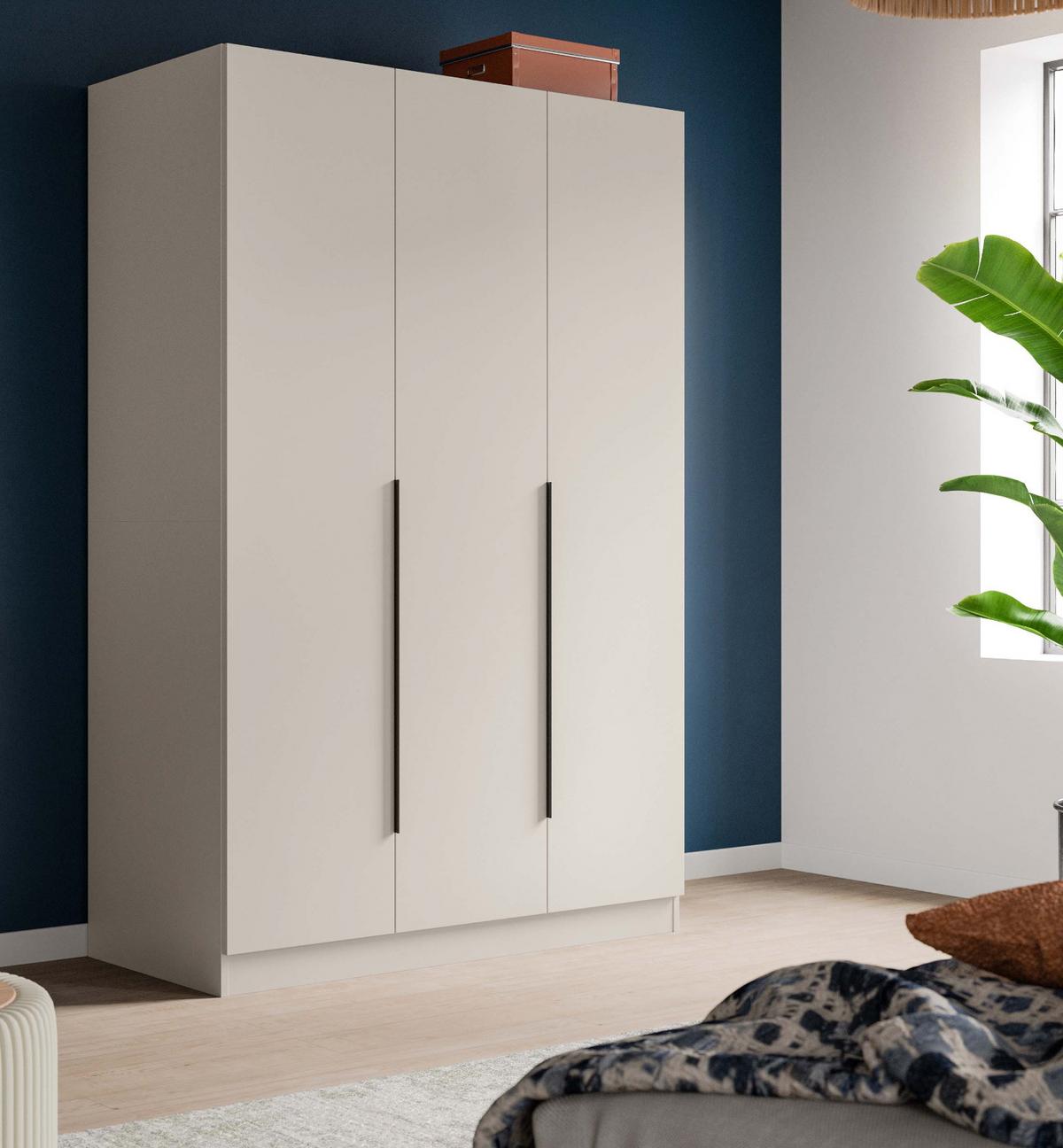 KLEIDERSCHRANK kaschmir 120 x 181 cm, Drehtürenschrank 3-türig - Kaschmir/Schwarz, Holzwerkstoff/Kunststoff (120/181/52cm) - Inn.Furn