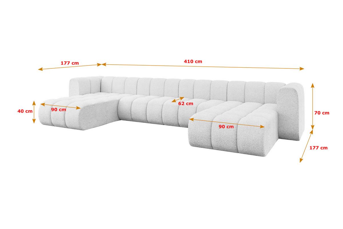 WOHNLANDSCHAFT modulares Sofa Joren-U2 - 410x177x70 cm Weiß - Weiß, Holzwerkstoff/Textil (410/70/177cm) - ALTDECOR