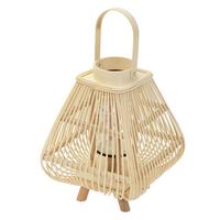 BAMBUS LATERNE H: 45,5 cm Holzfarbe Boho Stil - Naturfarben, Holz (25/45.5/25cm)