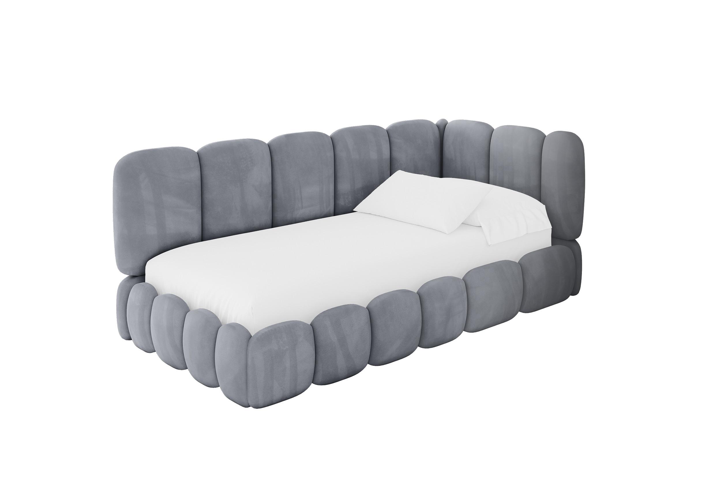 EINZELLBETT Jugendbett mit Bettkasten, Links - AVRY 100x200 Grau - Grau, Holzwerkstoff/Textil (100/200cm) - ALTDECOR