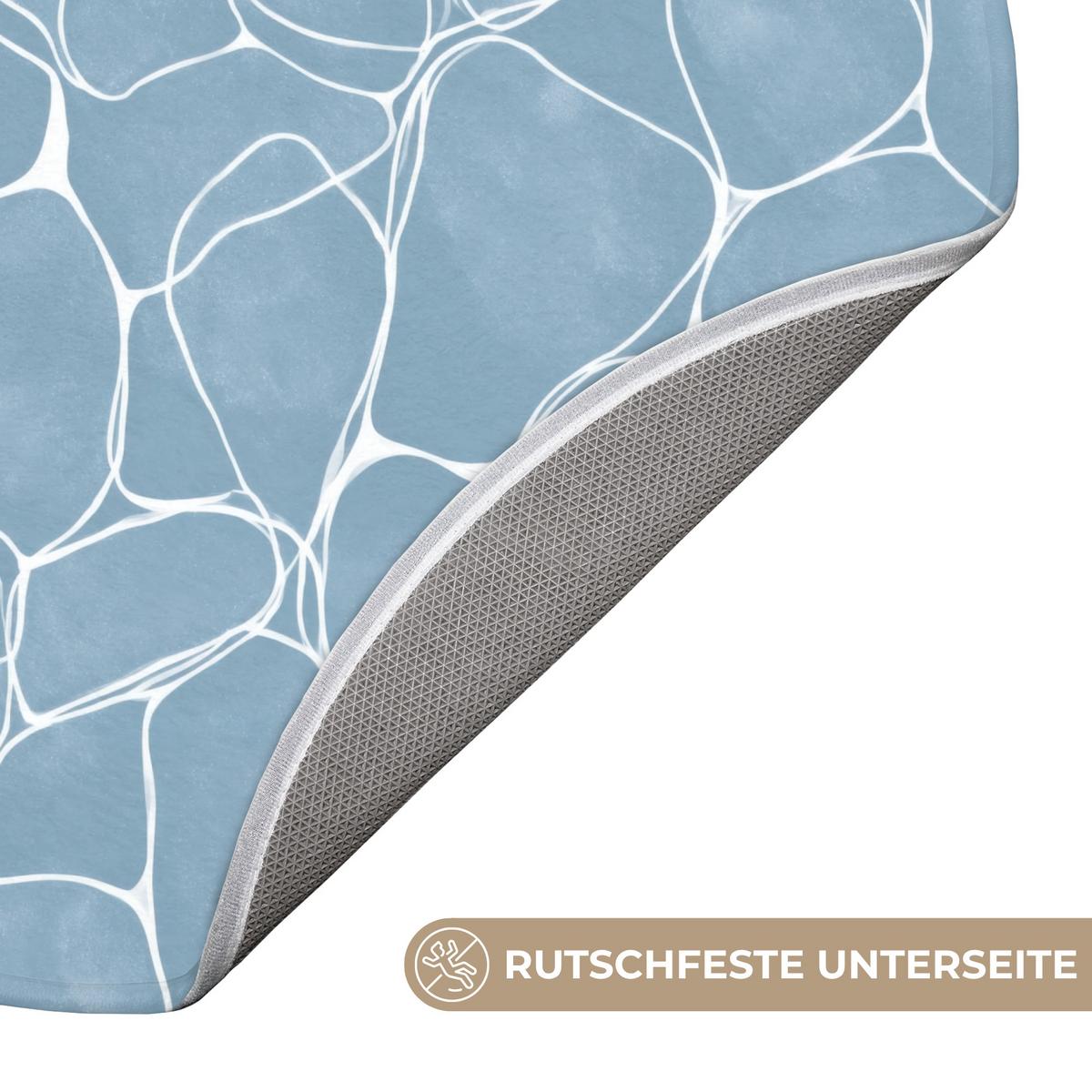 BADEMATTE Organisch - Muster - Blau Badvorleger 70x70 cm - Hellblau, Textil (70/70cm) - OnlyWow