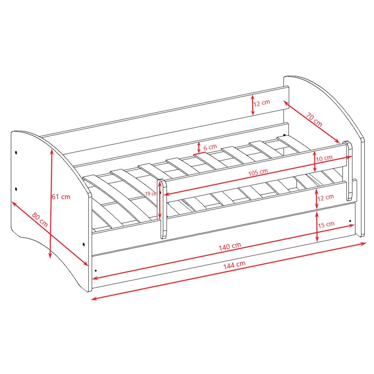 KINDERBETT mit Schublade Winterschwestern 140/70 80/61/144 - Rosa, Holzwerkstoff (70/140cm) - RAUMHIRSCH FURNITURE