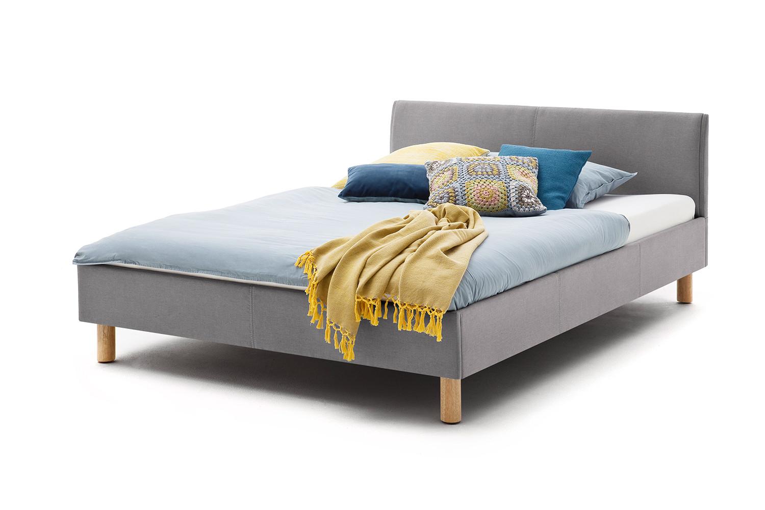 POLSTERBETT LEO Grau Webstoff - Grau, Textil (140/200cm) - KAWOLA