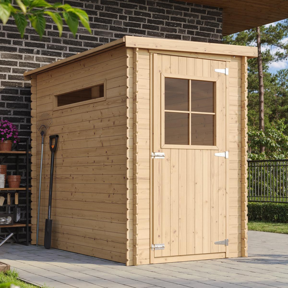 HOLZ-GARTENHAUS - B144xL239xH198 cm/ 2.63 m2 M306 - Beige, Holz (144/198/239cm) - Timbela