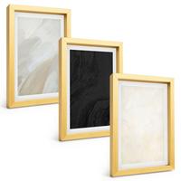 BILDER SET 3er Set - 20x30 cm Goldrahmen - Strukturen schattieren Minimalismus - Goldfarben, Kunststoff (20/30cm) - TULUP