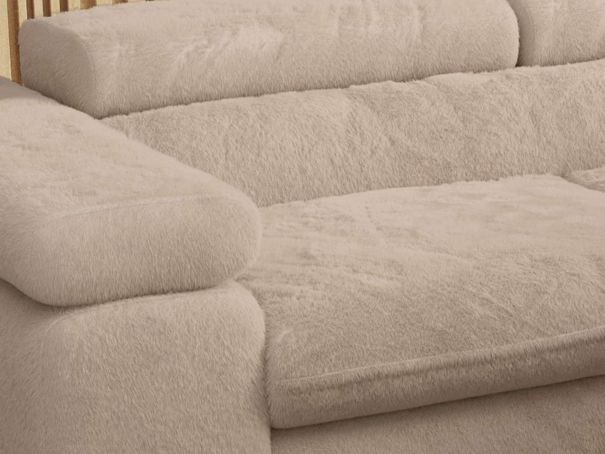 ECKSOFA PEDRO L Beige Plüsch - Rechts Seite - Sandfarben/Beige, Textil/Metall (273/208cm) - MKS