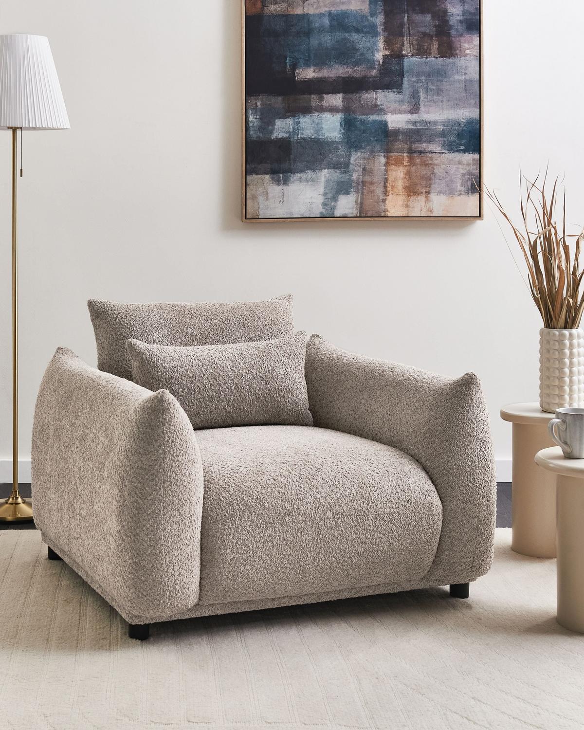 SESSEL Bouclé Taupe Jamsa - Taupe, Textil (96/72/86cm) - Beliani