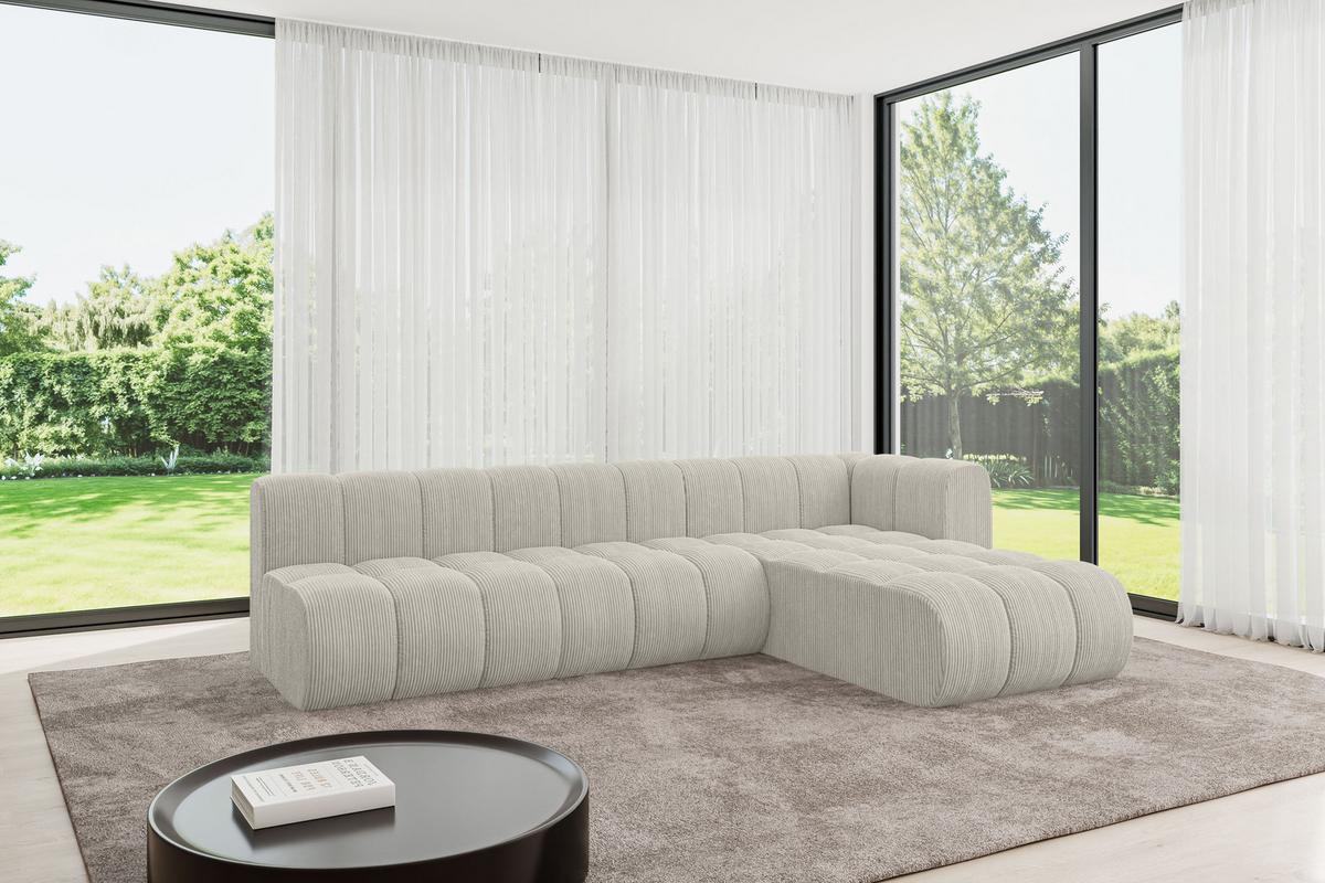 ECKSOFA modulares Sofa Darnel-L2 - 296x177x70 cm Creme - Hellgrau/Creme, Holzwerkstoff/Textil (296/177cm) - ALTDECOR