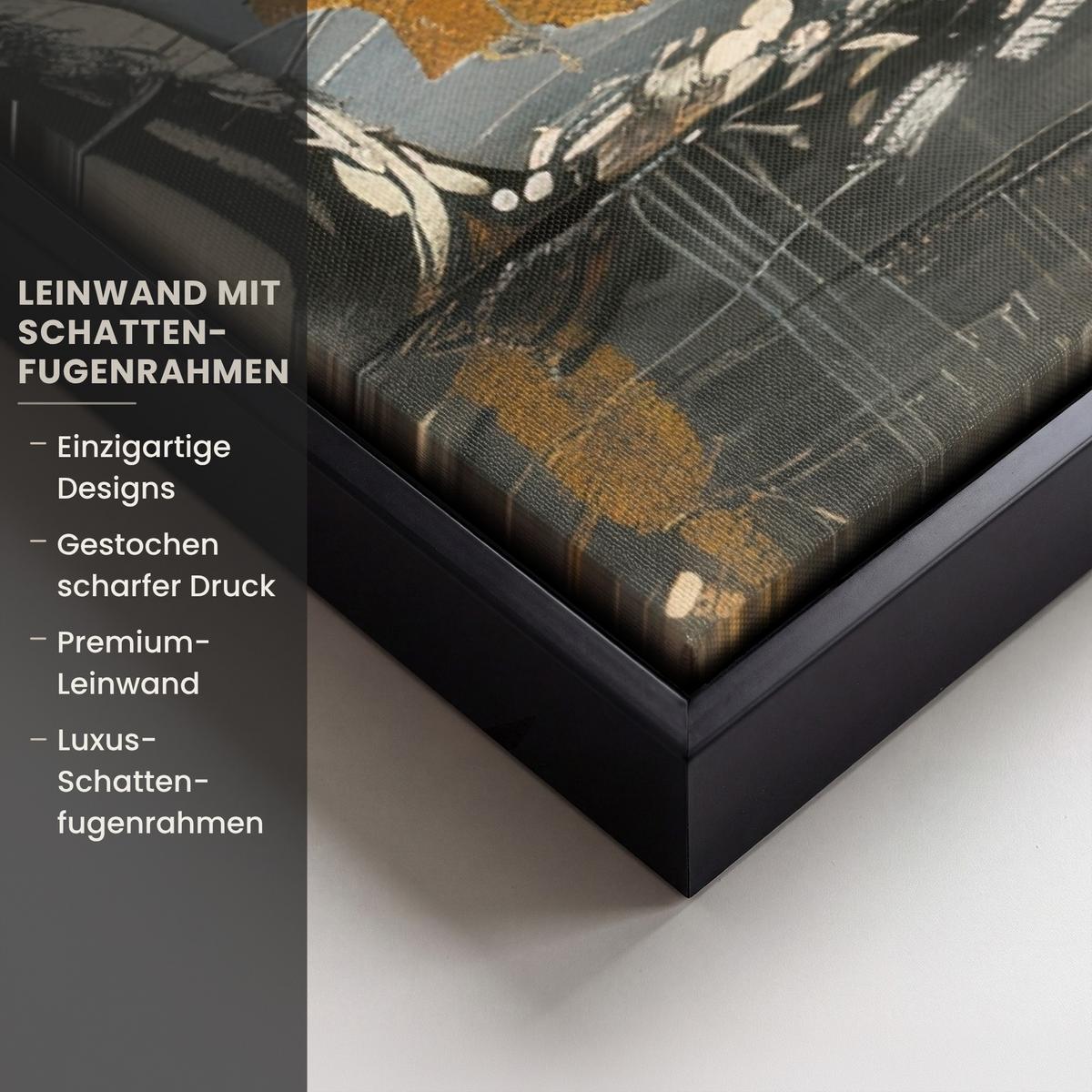 LEINWAND Bilder mit Rahmen - Baum - Graffiti - Banksy-Stil - Ballon-Mädchen - 40x60 - Blaugrau, Textil (40/60cm) - MuchoWow