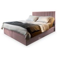 BOXBETT MURLO 200x200 cm mit Matratze und Topper, H2+H3 - Rosa - Rosa, Holz (200/200cm) - MASSENO