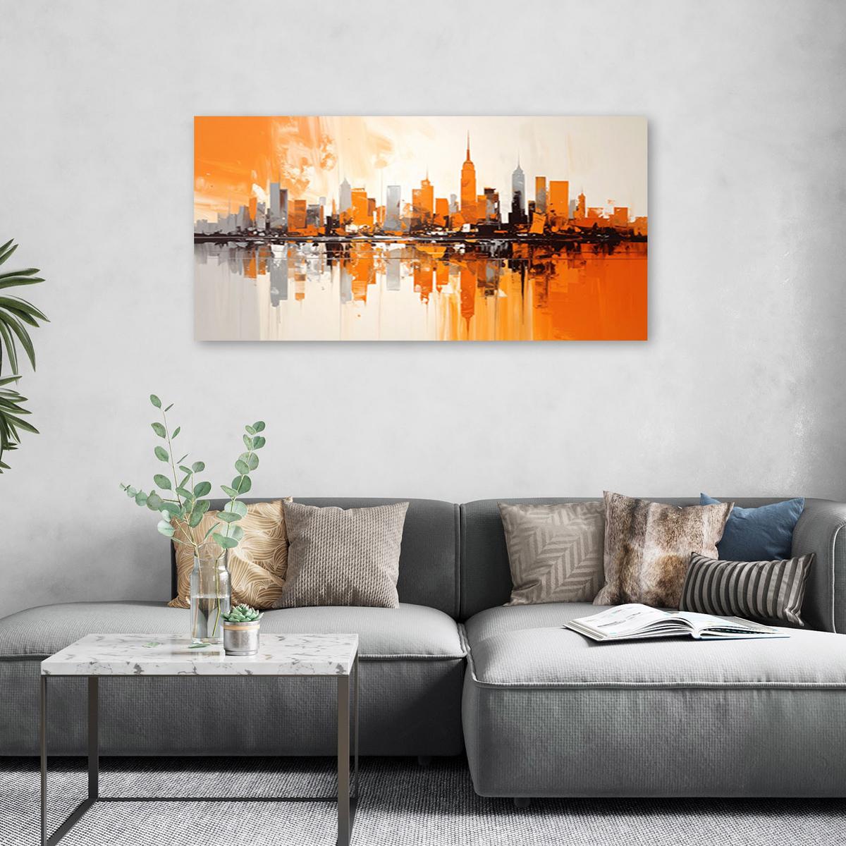 LEINWANDBILD Städte & Architektur 80x40cm - Orange, Textil (80/40cm) - Feeby