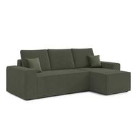 ECKSOFA L Form Talaton Olivgrün 246/149/87 cm – mit Schlaffunktion und Bettkasten - Schwarz/Grün, Kunststoff/Textil (246/149cm) - AX Living