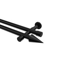 GARDINENSTANGE Prestige Savio 420 cm (geteilt in 3 x 140 cm), 2-läufig (ohne Ringe), 20 mm Ø Schwarz - Schwarz, Metall (420cm) - INTERDECO