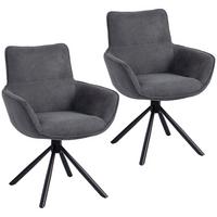 ESSZIMMERSTUHL 2er Set Polyester Metall Dunkelgrau - Dunkelgrau/Schwarz, Textil/Metall (64/87/67cm) - HOMCOM