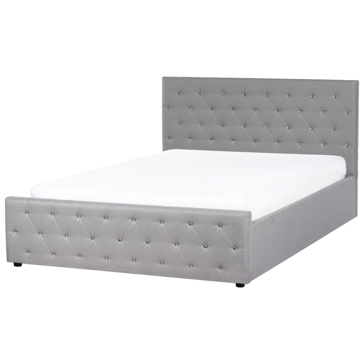 BETT mit Stauraum 160/200 cm Stoff Hellgrau Amiens - Hellgrau, Textil (160/200cm) - Beliani
