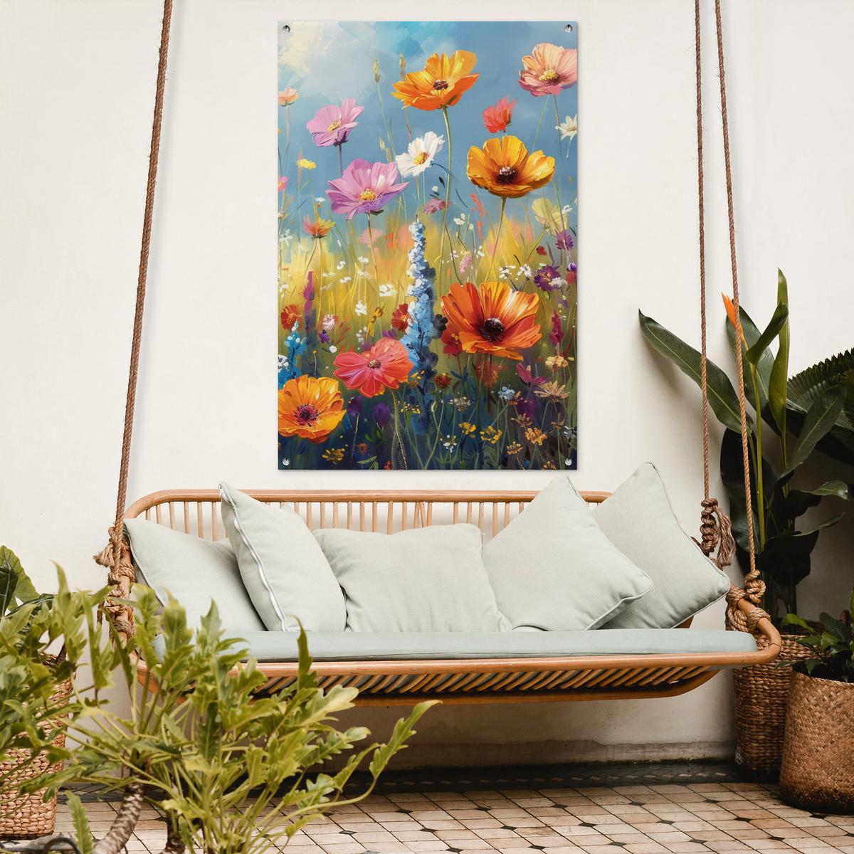 GARTENPOSTER Blumen - Natur - Botanik - Kunst Outdoor Bilder 80x120 cm - Hellblau, Kunststoff (80/120/0.2cm) - OnlyWow