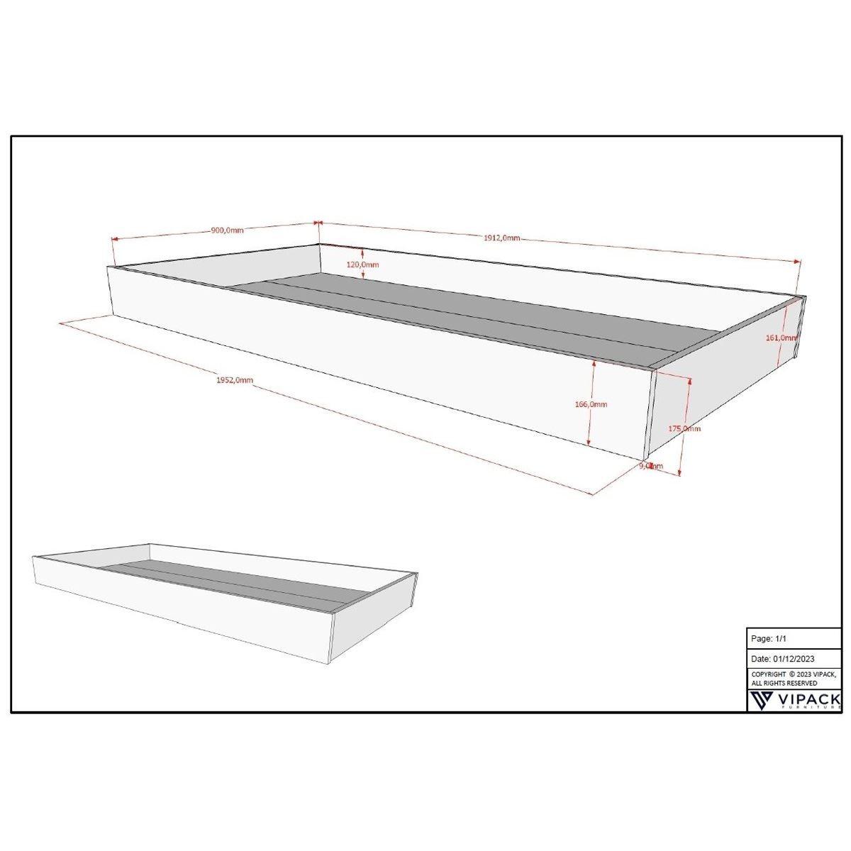 HAUSBETT 90x200 Keeley Buche Weiß Holz Schublade Komfort Stabil Design - Weiß, Holz (90/200cm) - 58aufmkessel